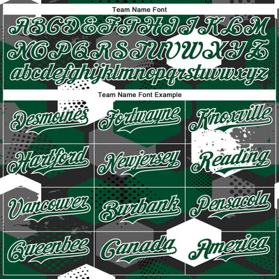 Custom Black Kelly Green-White Geometric Shape Bomber Full-Snap Varsity Letterman Hoodie Jacket