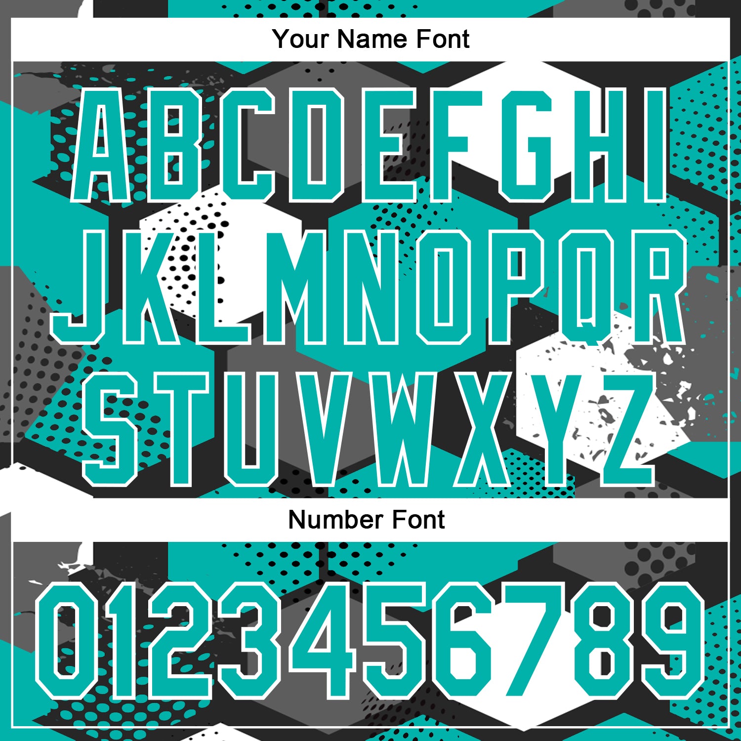 Custom Black Aqua-White Geometric Shape Bomber Full-Snap Varsity Letterman Hoodie Jacket