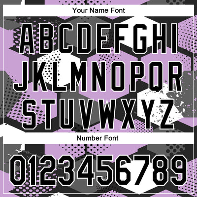 Custom Black Light Purple-White Geometric Shape Bomber Full-Snap Varsity Letterman Hoodie Jacket