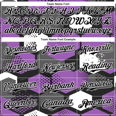 Custom Black Medium Purple-White Geometric Shape Bomber Full-Snap Varsity Letterman Hoodie Jacket