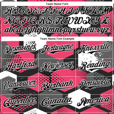 Custom Black Neon Pink-White Geometric Shape Bomber Full-Snap Varsity Letterman Hoodie Jacket