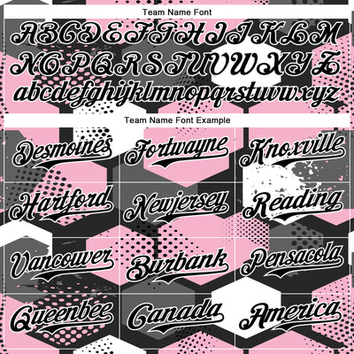 Custom Black Light Pink-White Geometric Shape Bomber Full-Snap Varsity Letterman Hoodie Jacket