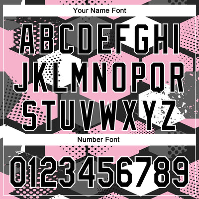 Custom Black Light Pink-White Geometric Shape Bomber Full-Snap Varsity Letterman Hoodie Jacket