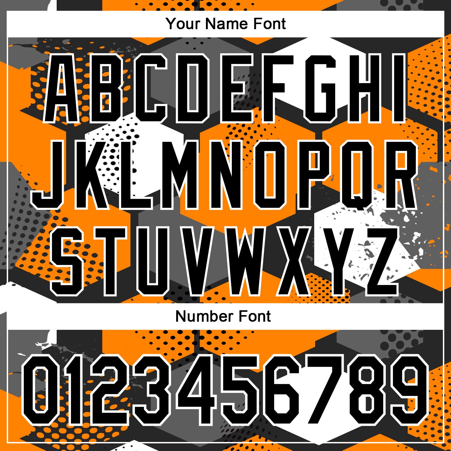 Custom Black Bay Orange-White Geometric Shape Bomber Full-Snap Varsity Letterman Hoodie Jacket