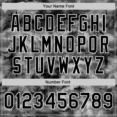 Custom Tie Dye Black-White Gothic Crosses Bomber Full-Snap Varsity Letterman Jacket