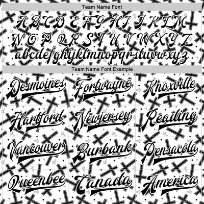 Custom White Black Gothic Crosses Bomber Full-Snap Varsity Letterman Jacket