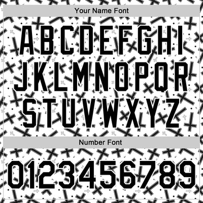 Custom White Black Gothic Crosses Bomber Full-Snap Varsity Letterman Jacket