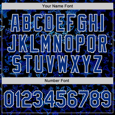 Custom Black Royal-White Gothic Glitter Crosses Bomber Full-Snap Varsity Letterman Jacket