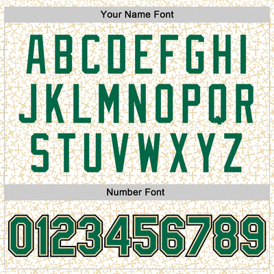 Custom White Kelly Green Cream-Black Crosses Bomber Full-Snap Varsity Letterman Jacket