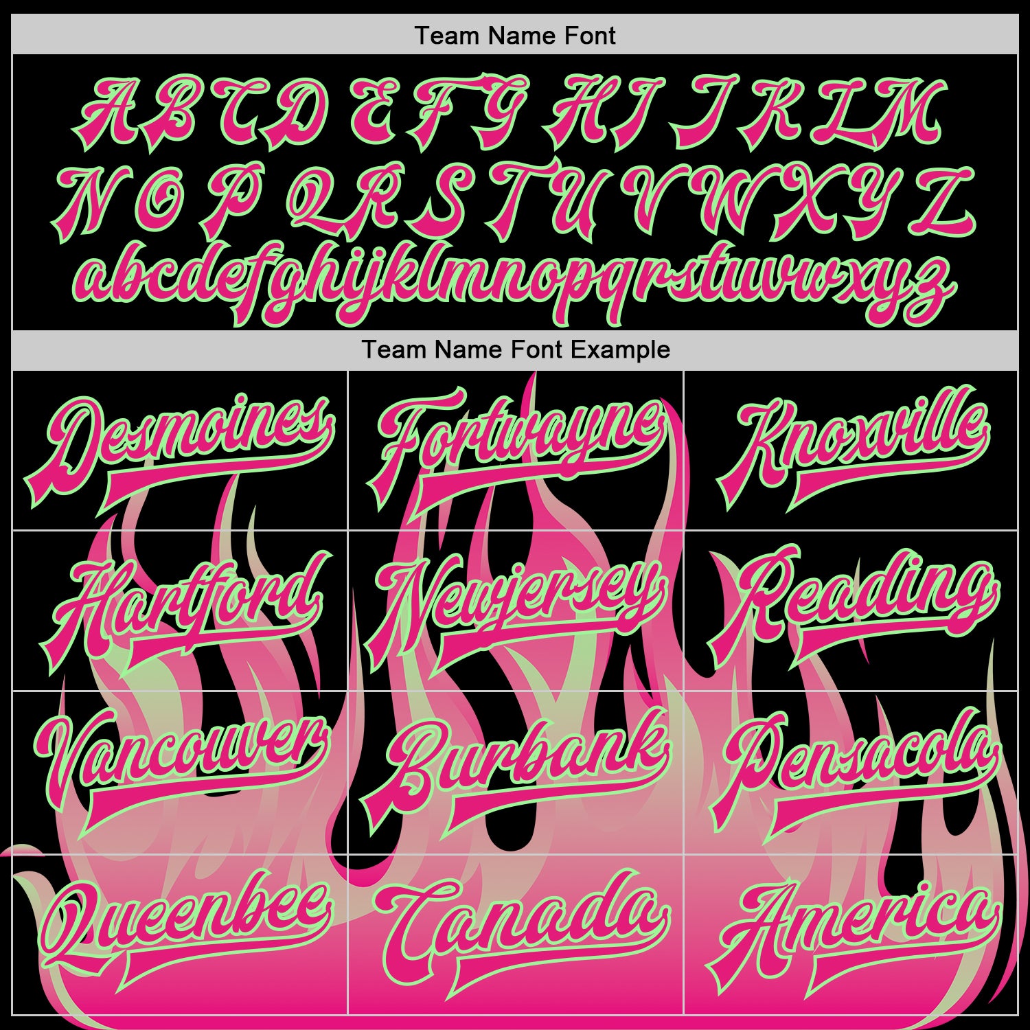 Custom Black Hot Pink Pea Green-White Flame Bomber Full-Snap Varsity Letterman Jacket