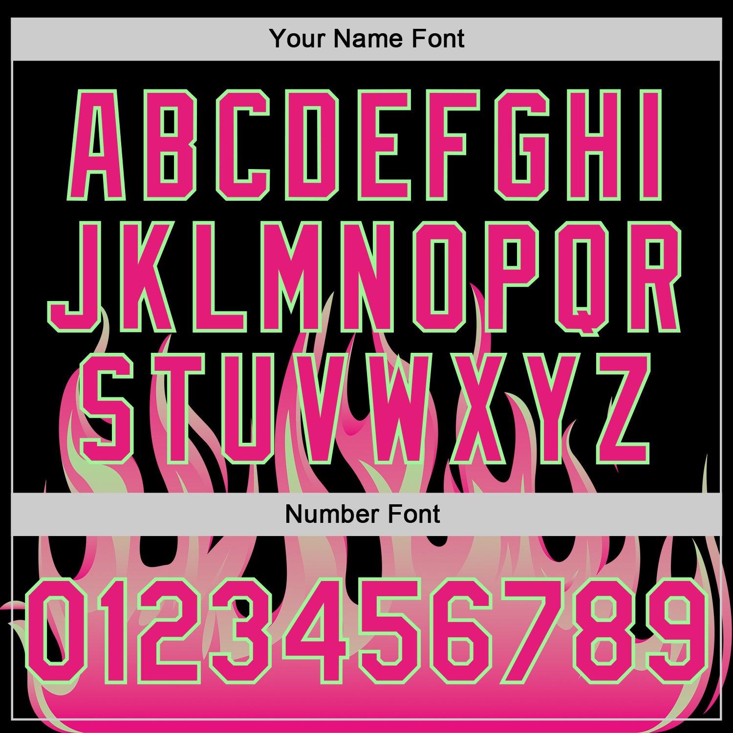 Custom Black Hot Pink Pea Green-White Flame Bomber Full-Snap Varsity Letterman Jacket