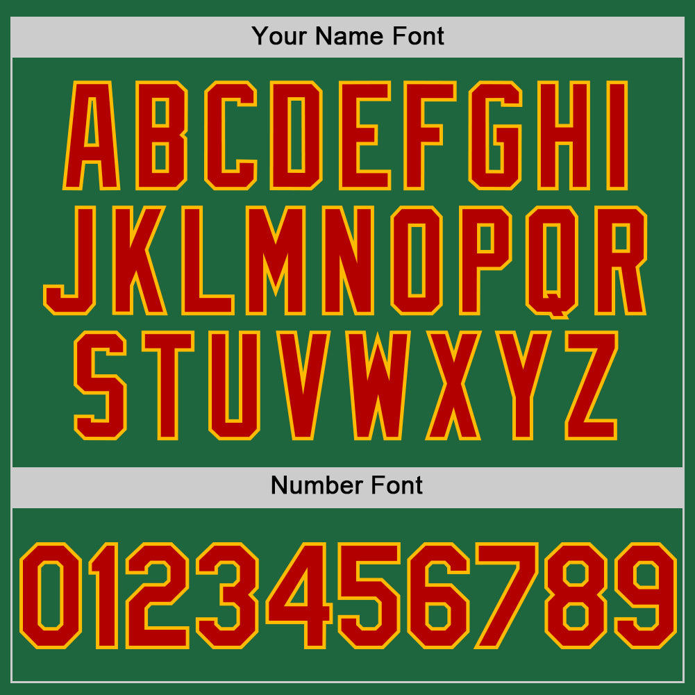 Custom Kelly Green Red-Gold Mesh Authentic Throwback Baseball Jersey