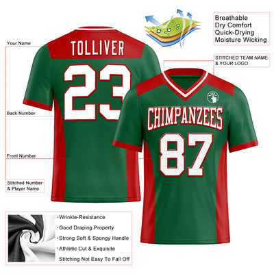 Custom Kelly Green White-Red Authentic Football Jersey