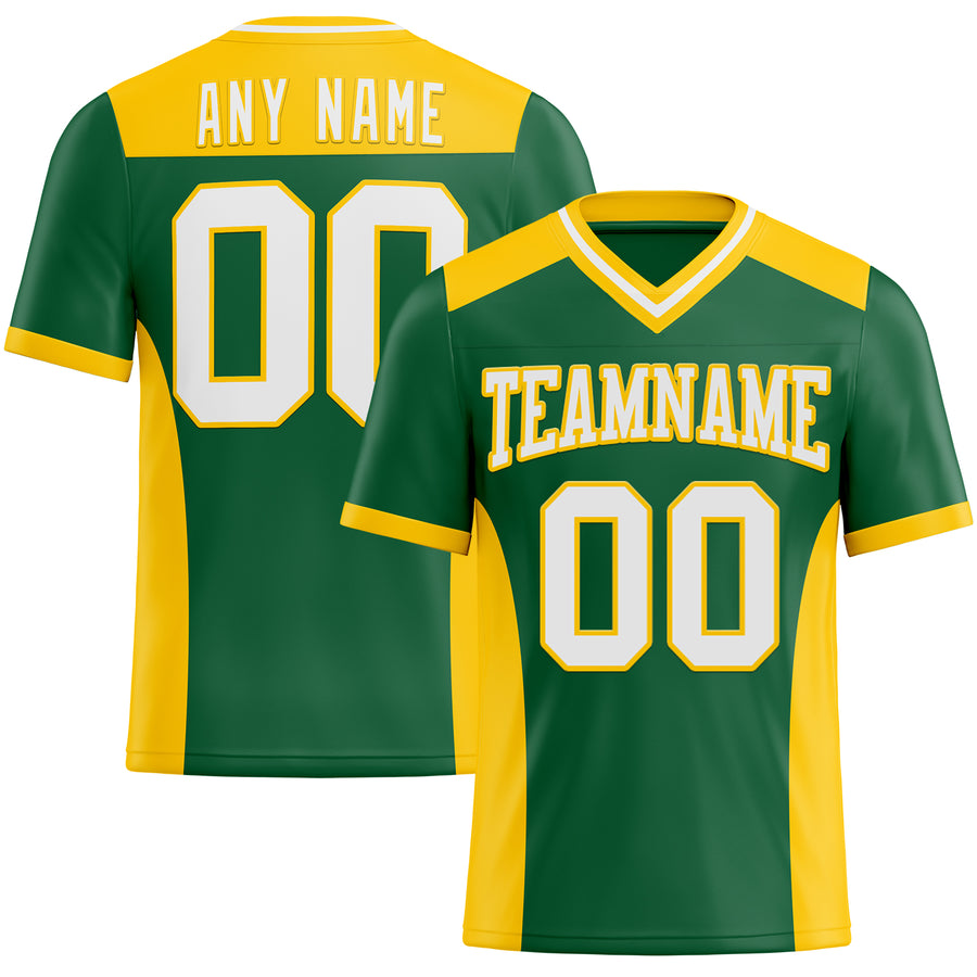 Custom Kelly Green White-Yellow Authentic Football Jersey