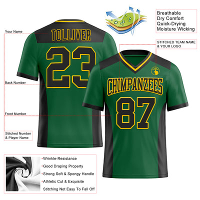 Custom Kelly Green Black-Yellow Authentic Football Jersey