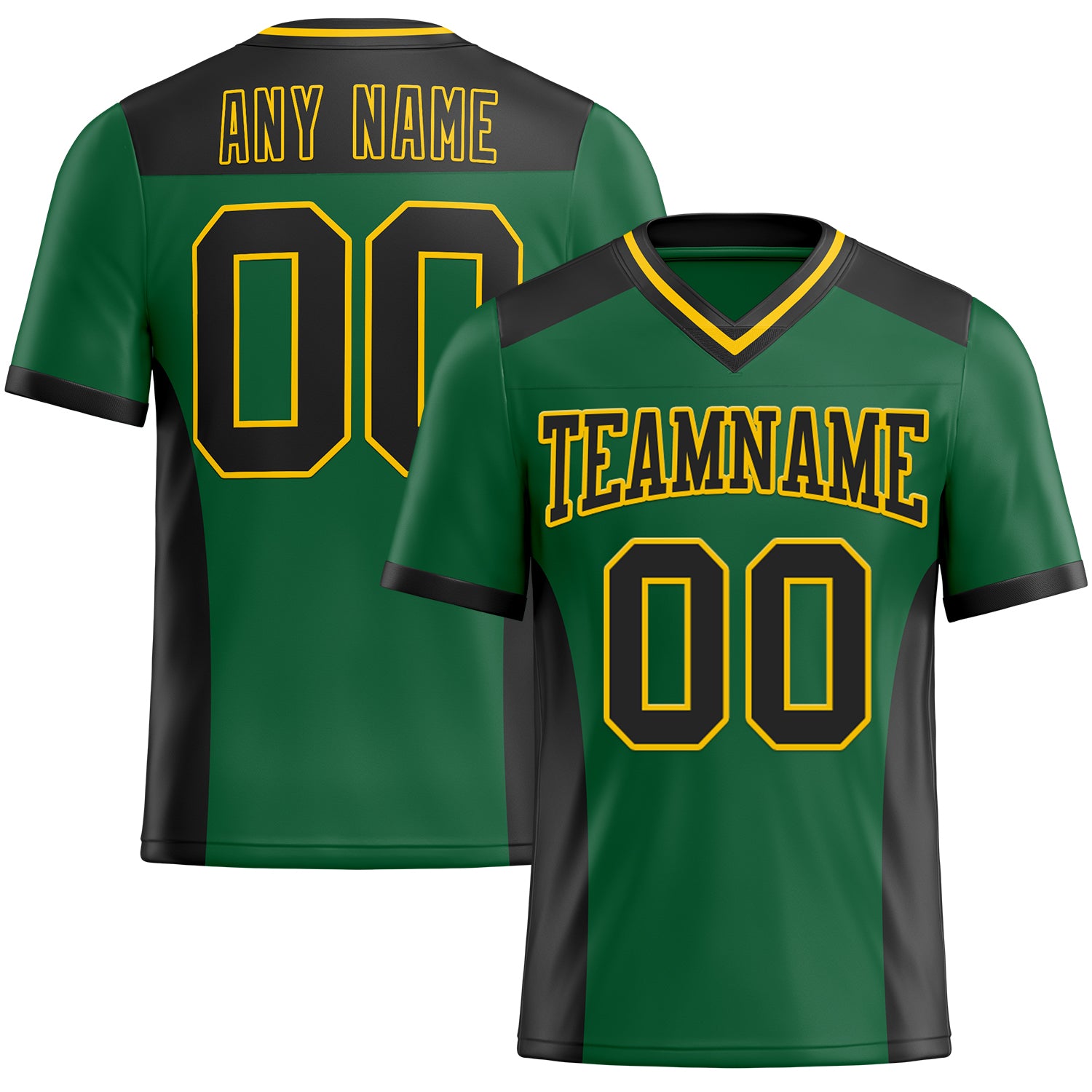 Custom Kelly Green Black-Yellow Authentic Football Jersey