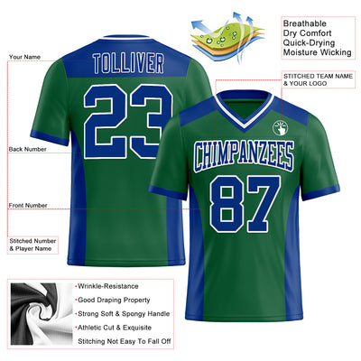 Custom Kelly Green Royal-White Authentic Football Jersey