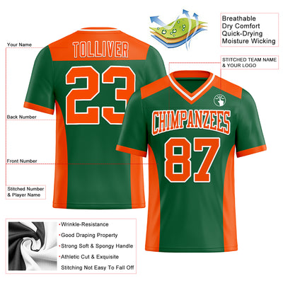 Custom Kelly Green Orange-White Authentic Football Jersey