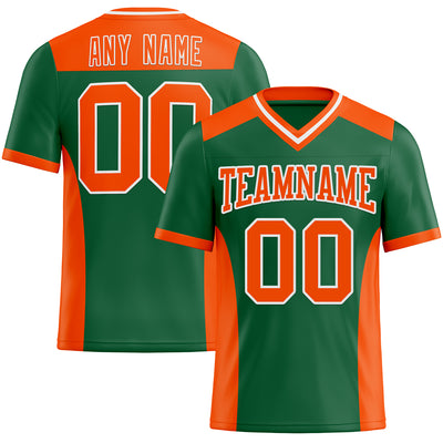 Custom Kelly Green Orange-White Authentic Football Jersey