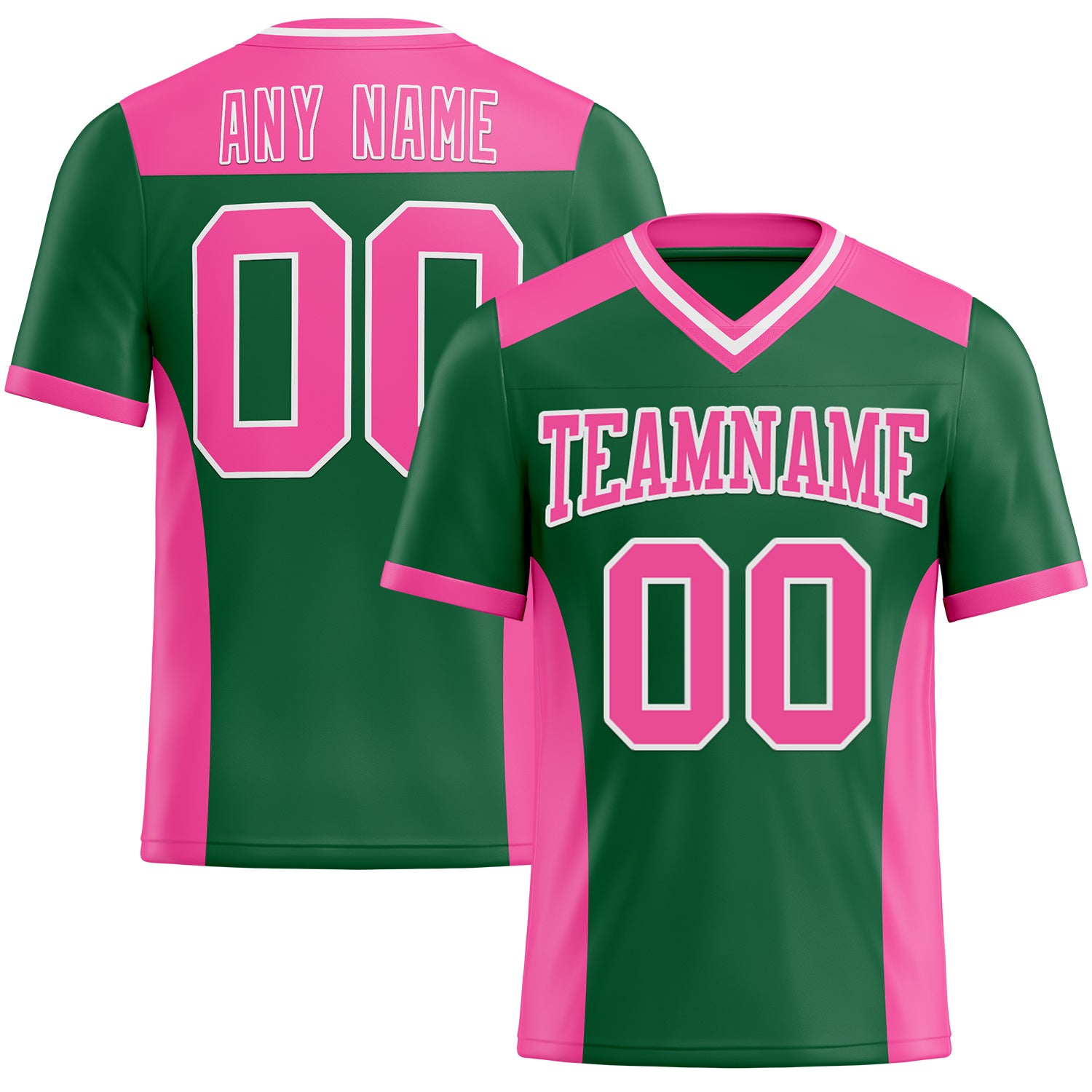 Custom Kelly Green Pink-White Authentic Football Jersey