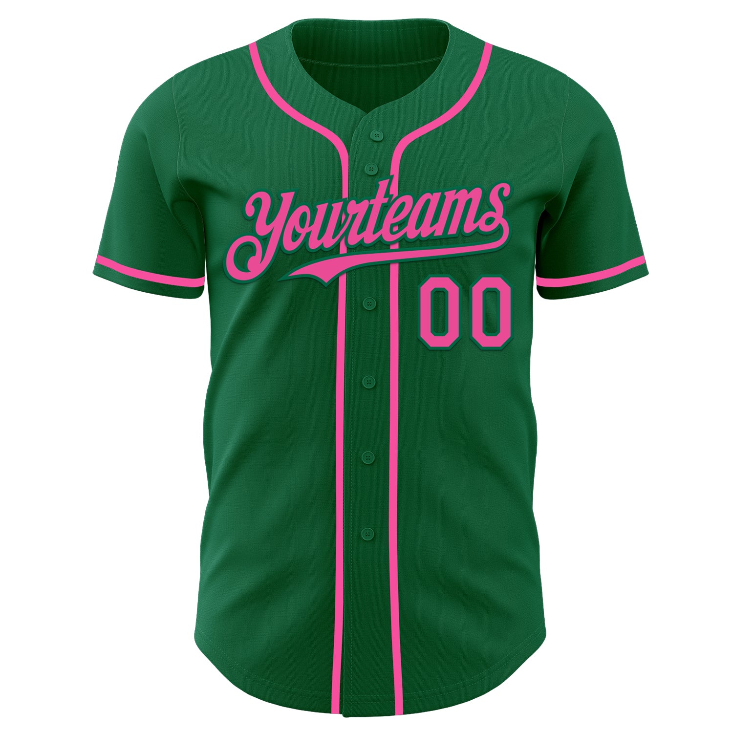 Custom Kelly Green Pink Authentic Baseball Jersey