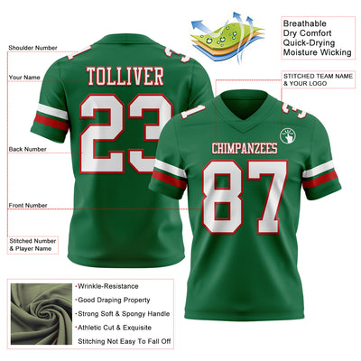 Custom Kelly Green White-Red Authentic Football Jersey