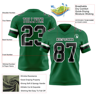 Custom Kelly Green Black-White Authentic Football Jersey