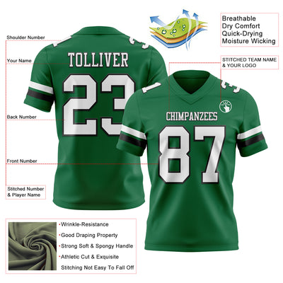 Custom Kelly Green White-Black Authentic Football Jersey