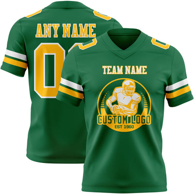 Custom Kelly Green Gold-White Authentic Football Jersey
