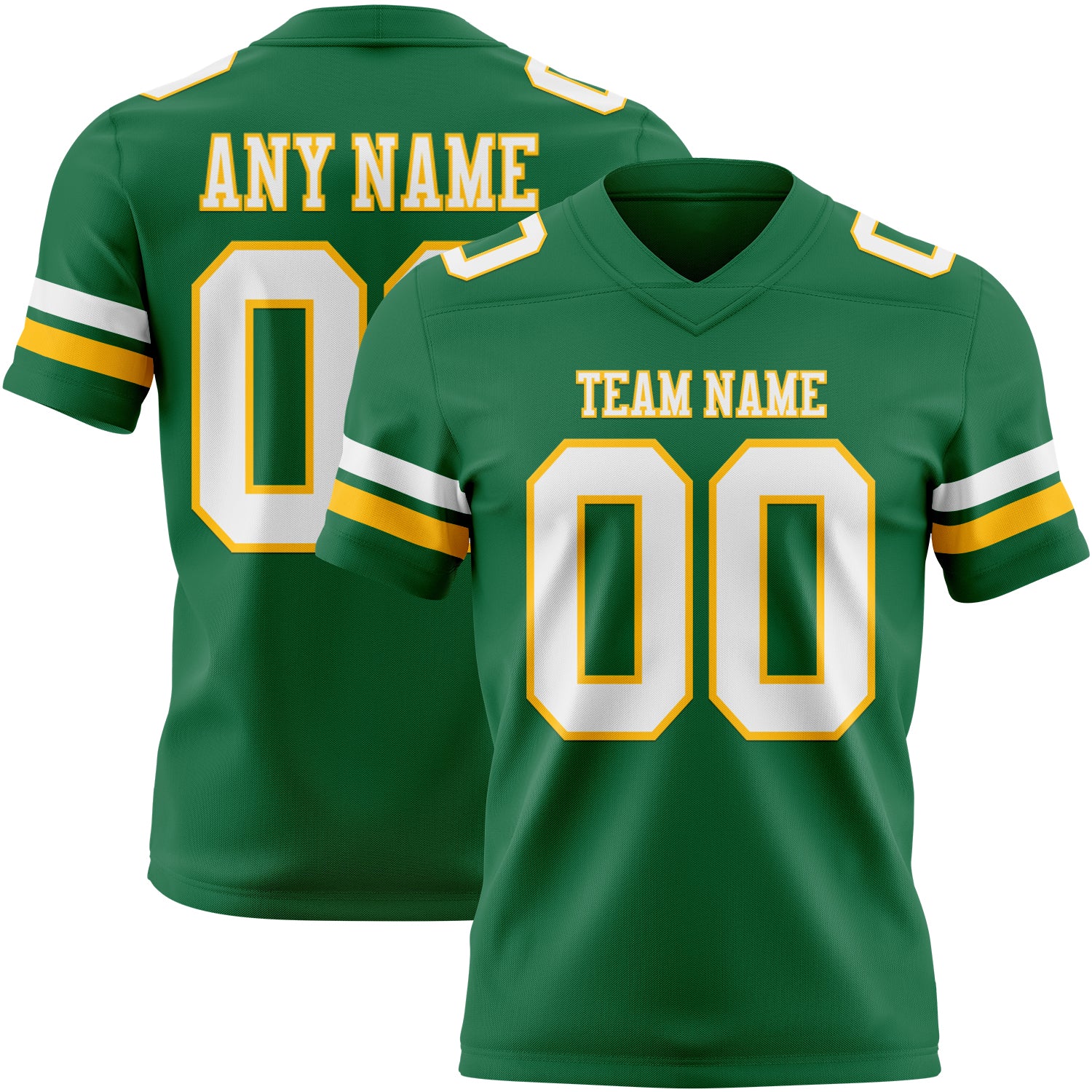 Custom Kelly Green White-Gold Authentic Football Jersey