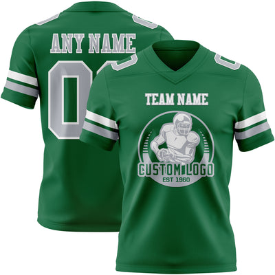 Custom Kelly Green Gray-White Authentic Football Jersey