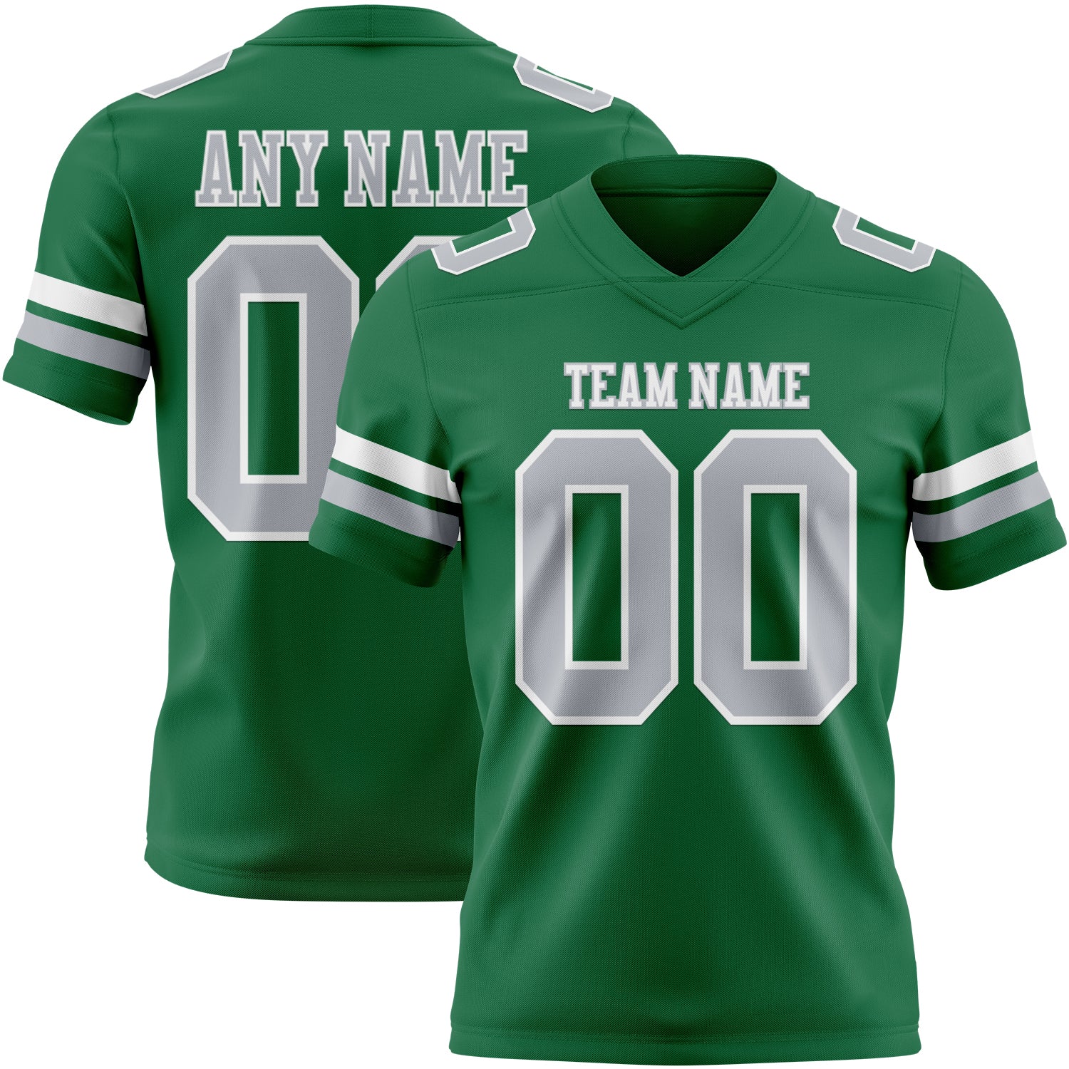 Custom Kelly Green Gray-White Authentic Football Jersey