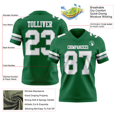 Custom Kelly Green White-Gray Authentic Football Jersey