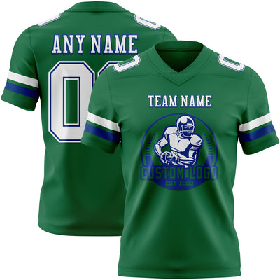 Custom Kelly Green White-Royal Authentic Football Jersey