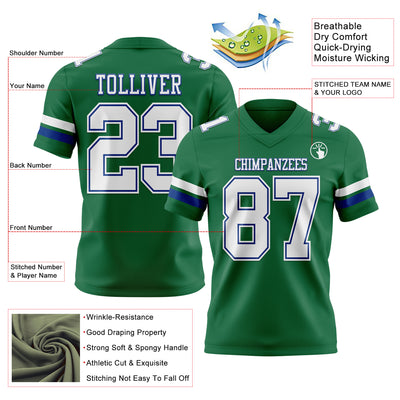 Custom Kelly Green White-Royal Authentic Football Jersey