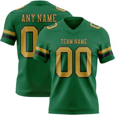 Custom Kelly Green Old Gold-Black Authentic Football Jersey