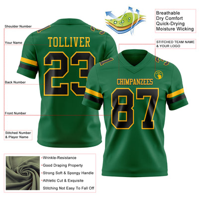 Custom Kelly Green Black-Gold Authentic Football Jersey