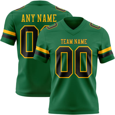 Custom Kelly Green Black-Gold Authentic Football Jersey