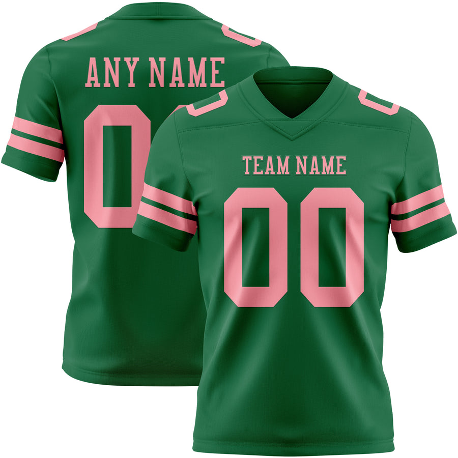Custom Kelly Green Medium Pink Authentic Football Jersey