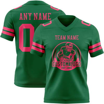 Custom Kelly Green Neon Pink Authentic Football Jersey