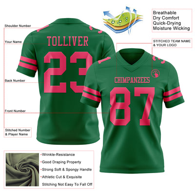 Custom Kelly Green Neon Pink Authentic Football Jersey