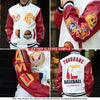 Custom Light Blue White Heron And Cloud 3D Pattern Design Bomber Full-Snap Varsity Letterman Jacket