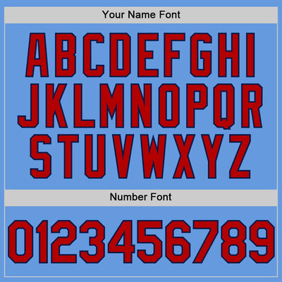 Custom Light Blue Red-Navy Mesh Authentic Throwback Baseball Jersey