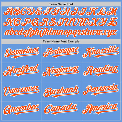 Custom Light Blue Orange-White Mesh Authentic Throwback Baseball Jersey