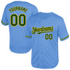 Custom Light Blue Green-Yellow Mesh Authentic Throwback Baseball Jersey