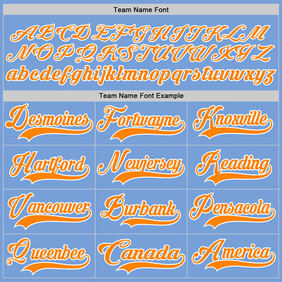 Custom Light Blue Bay Orange-White Hockey Lace Neck Jersey