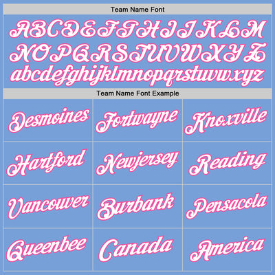 Custom Light Blue White-Pink Authentic Throwback Basketball Jersey