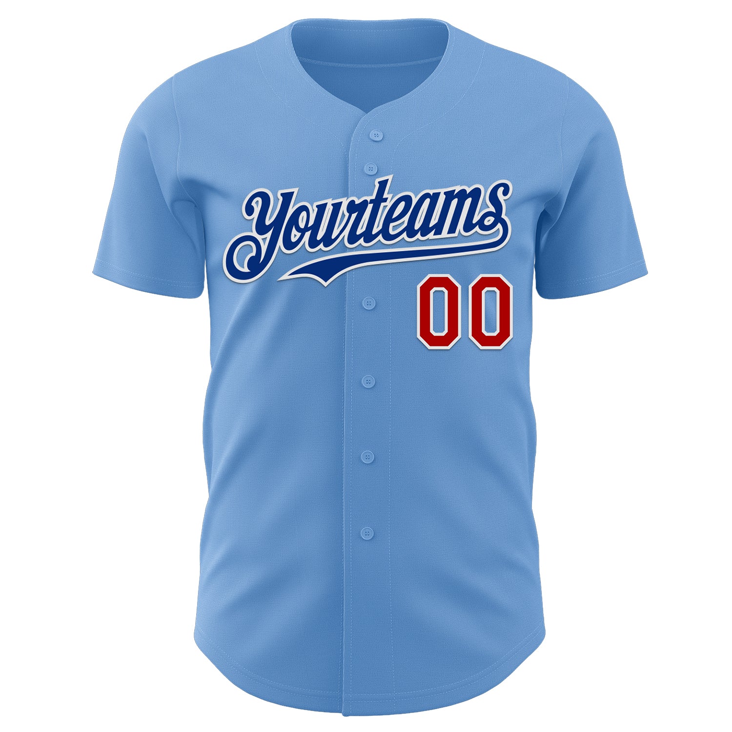 Custom Light Blue Red White-Royal Authentic Baseball Jersey