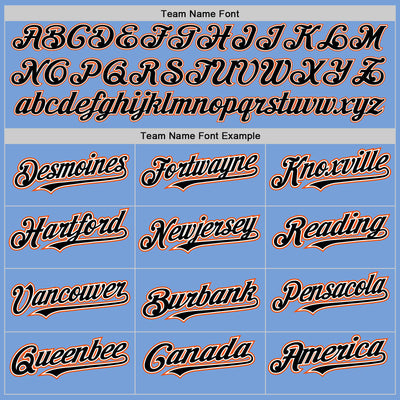 Custom Light Blue Black White-Orange Authentic Baseball Jersey