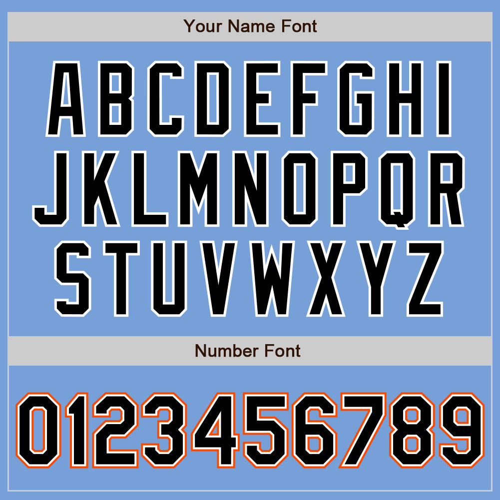 Custom Light Blue Black White-Orange Authentic Baseball Jersey